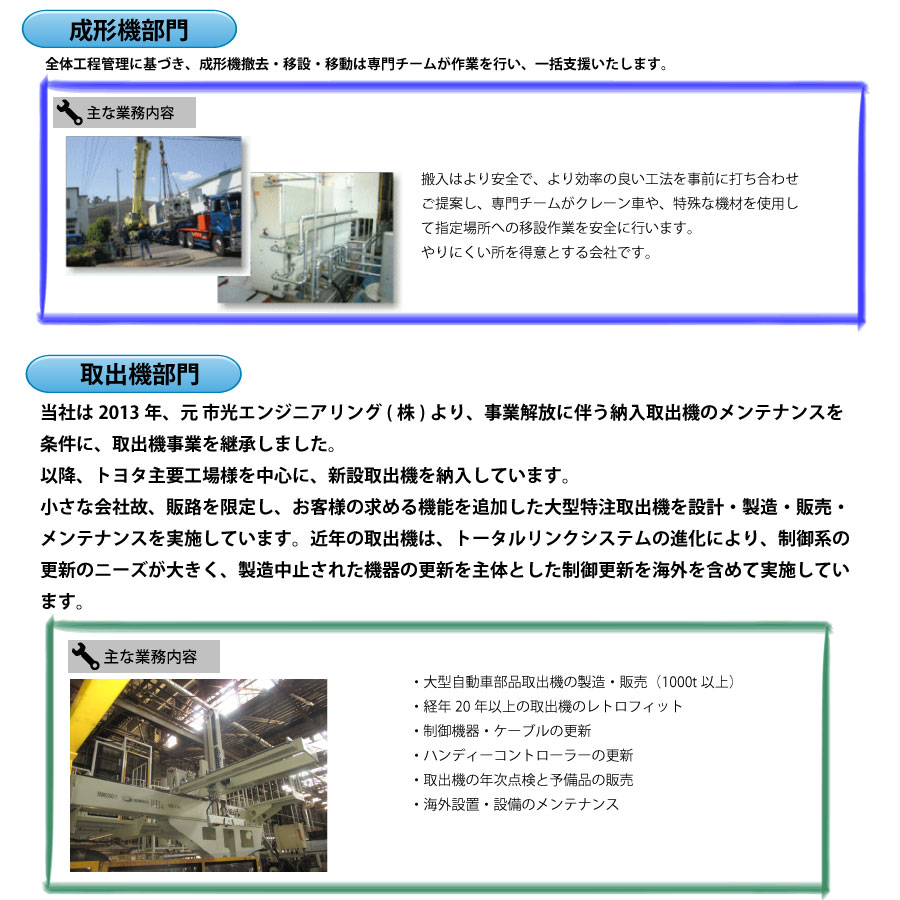 成形機・取出機部門